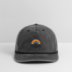 70’s Pride Logo Vintage Washed Rope Cap - washed black