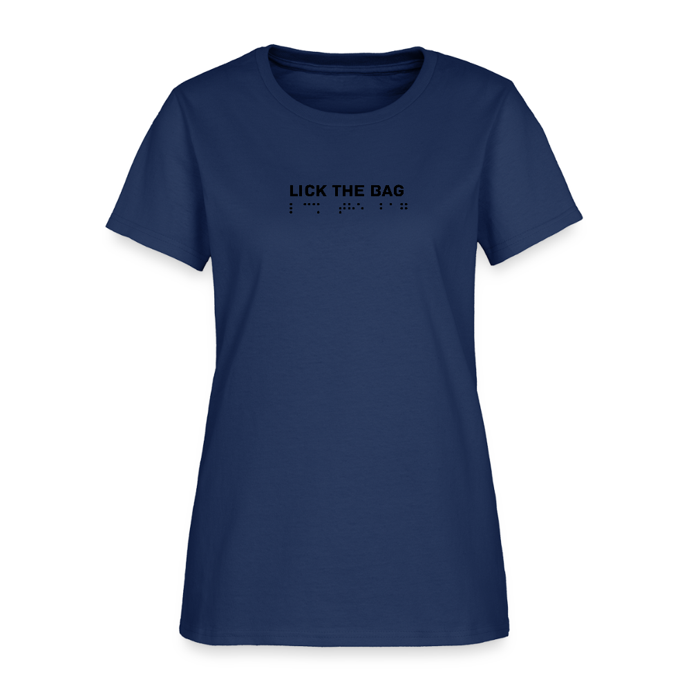 Women’s “Lick The Bag” Brail Logo Tee -  blue dusk