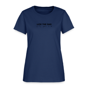 Women’s “Lick The Bag” Brail Logo Tee -  blue dusk