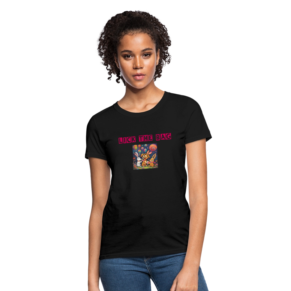 Women’s “Lick The Bag” Bunny Logo Tee - black