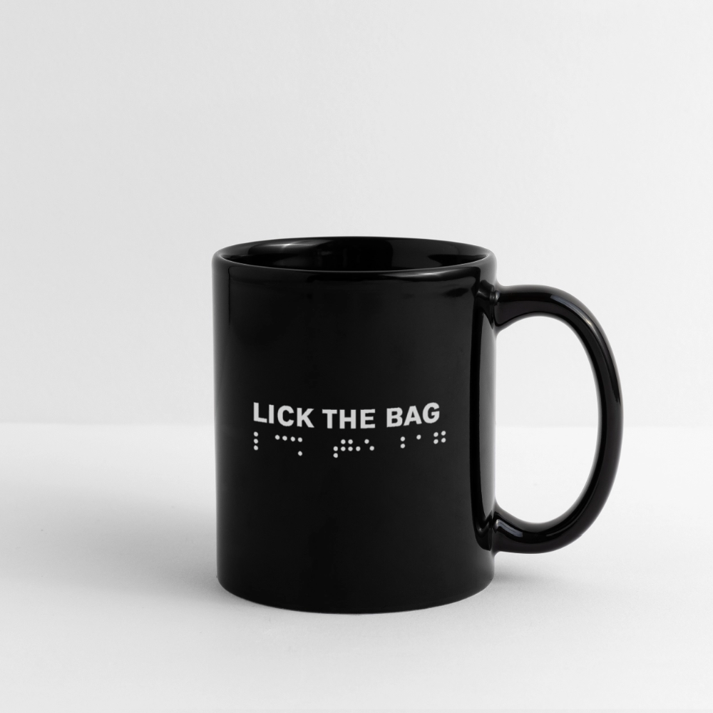 “Lick The Bag” Brail Full Color Mug - black