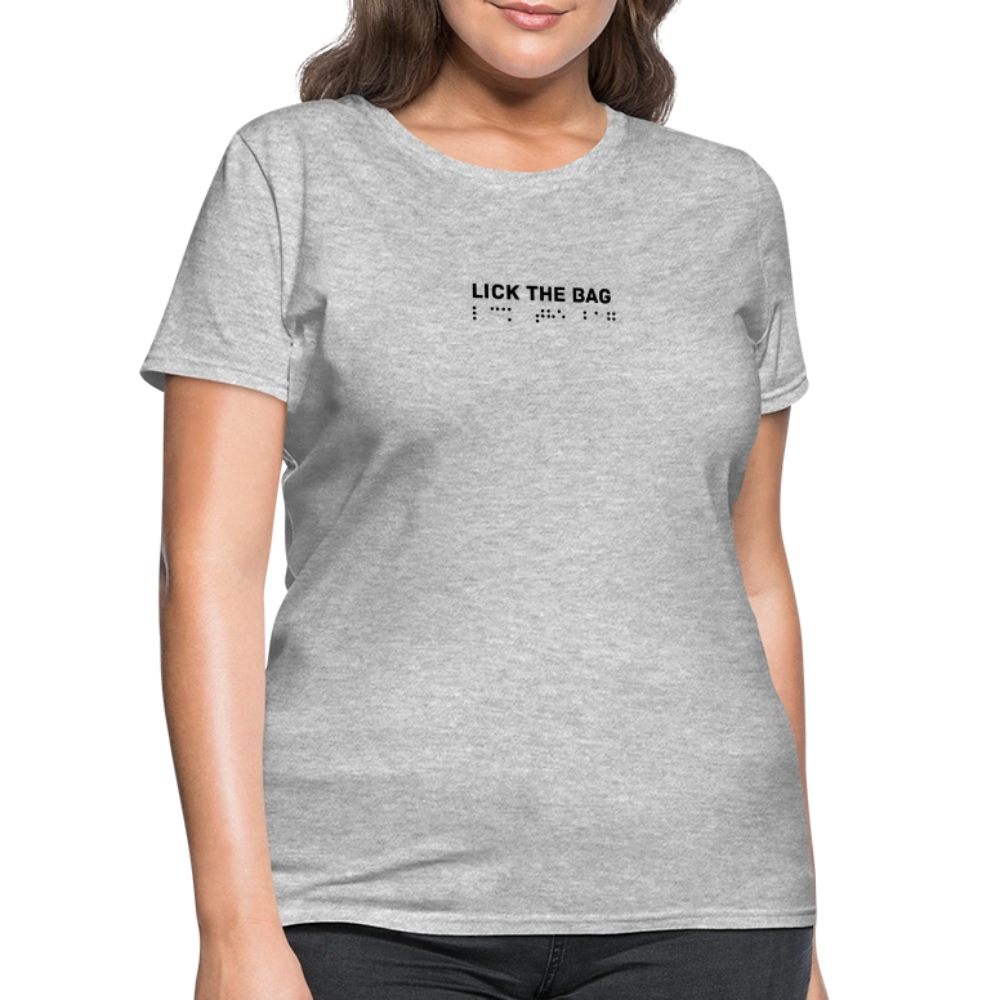 Women’s “Lick The Bag” Brail Logo Tee - heather gray
