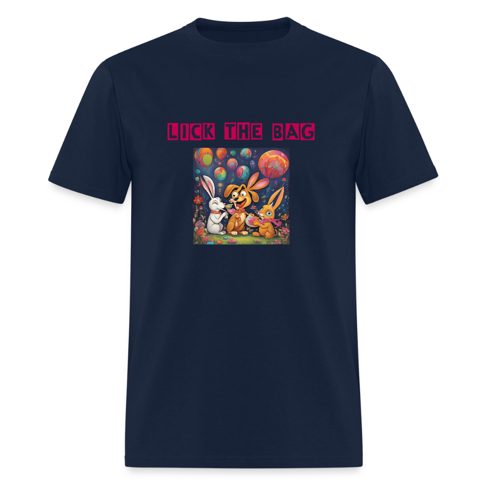 Unisex “Lick The Bag” T-Shirt (Bunny) - navy