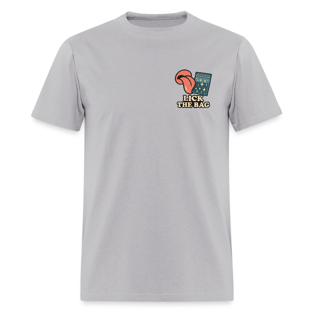 Unisex Lick The Bag T-Shirt (w/ Image) - gravel 