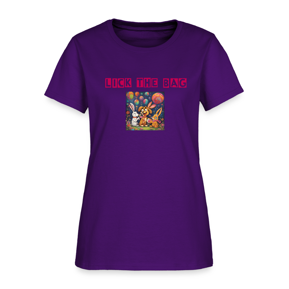 Women’s “Lick The Bag” Bunny Logo Tee - purple