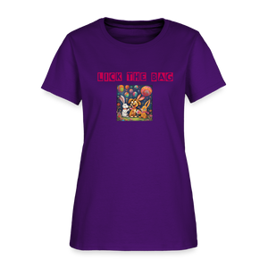 Women’s “Lick The Bag” Bunny Logo Tee - purple