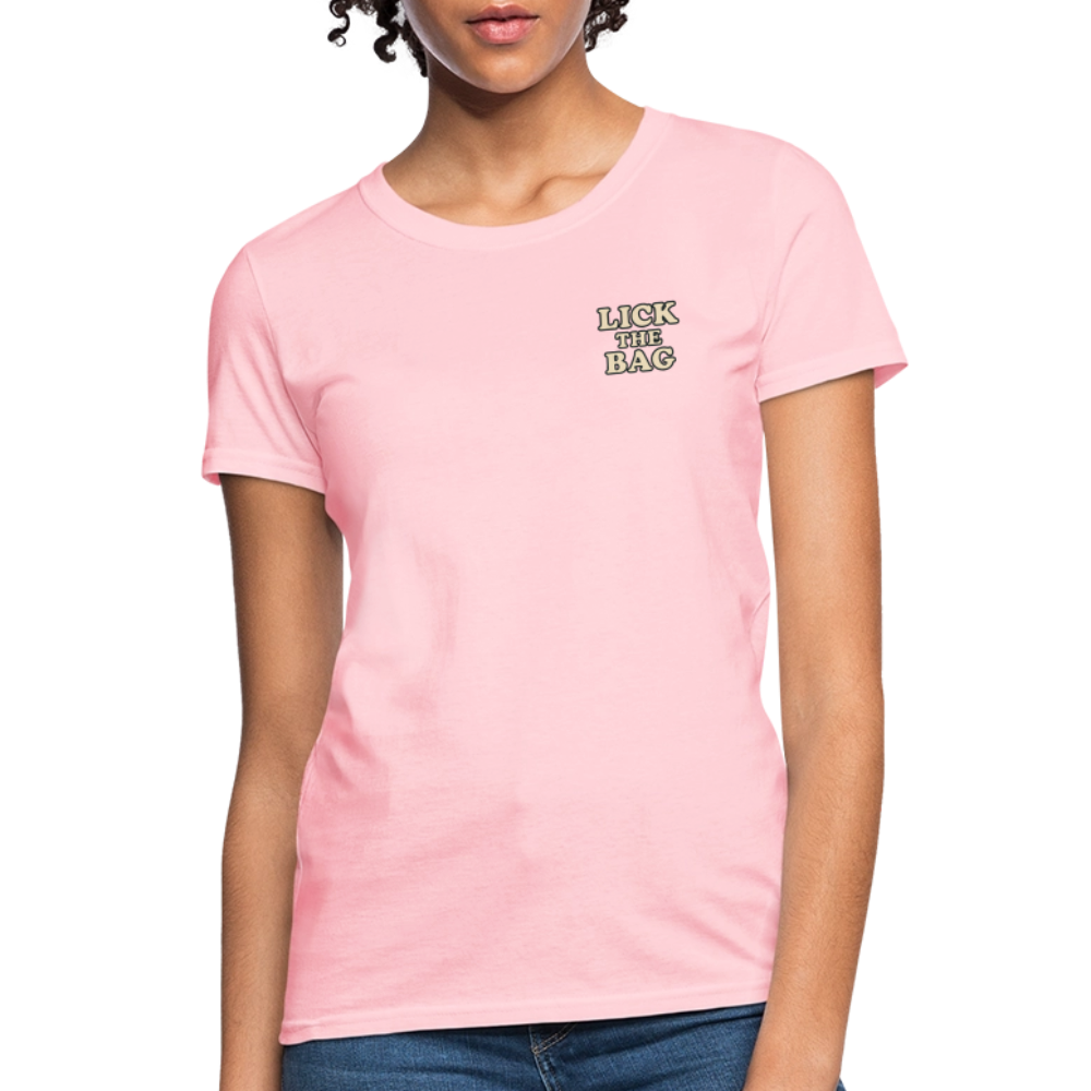 Women’s “Lick The Bag” Text Logo Tee - pink