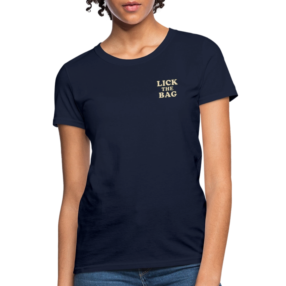 Women’s “Lick The Bag” Text Logo Tee - navy