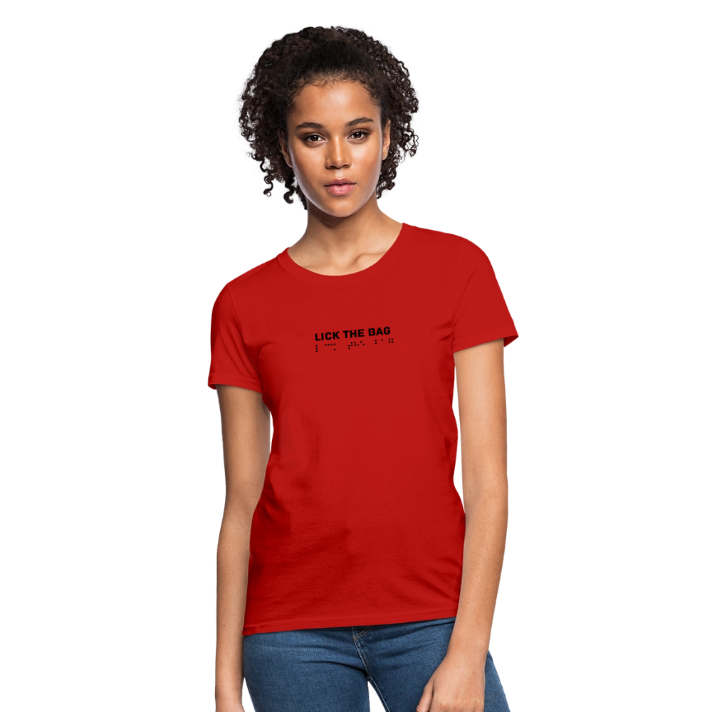 Women’s “Lick The Bag” Brail Logo Tee - red