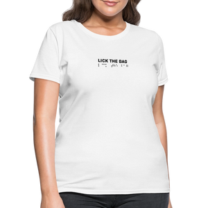 Women’s “Lick The Bag” Brail Logo Tee - white