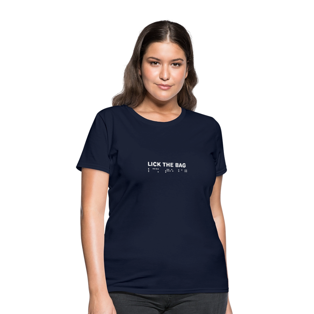 Women’s “Lick The Bag” Brail Logo Tee - navy