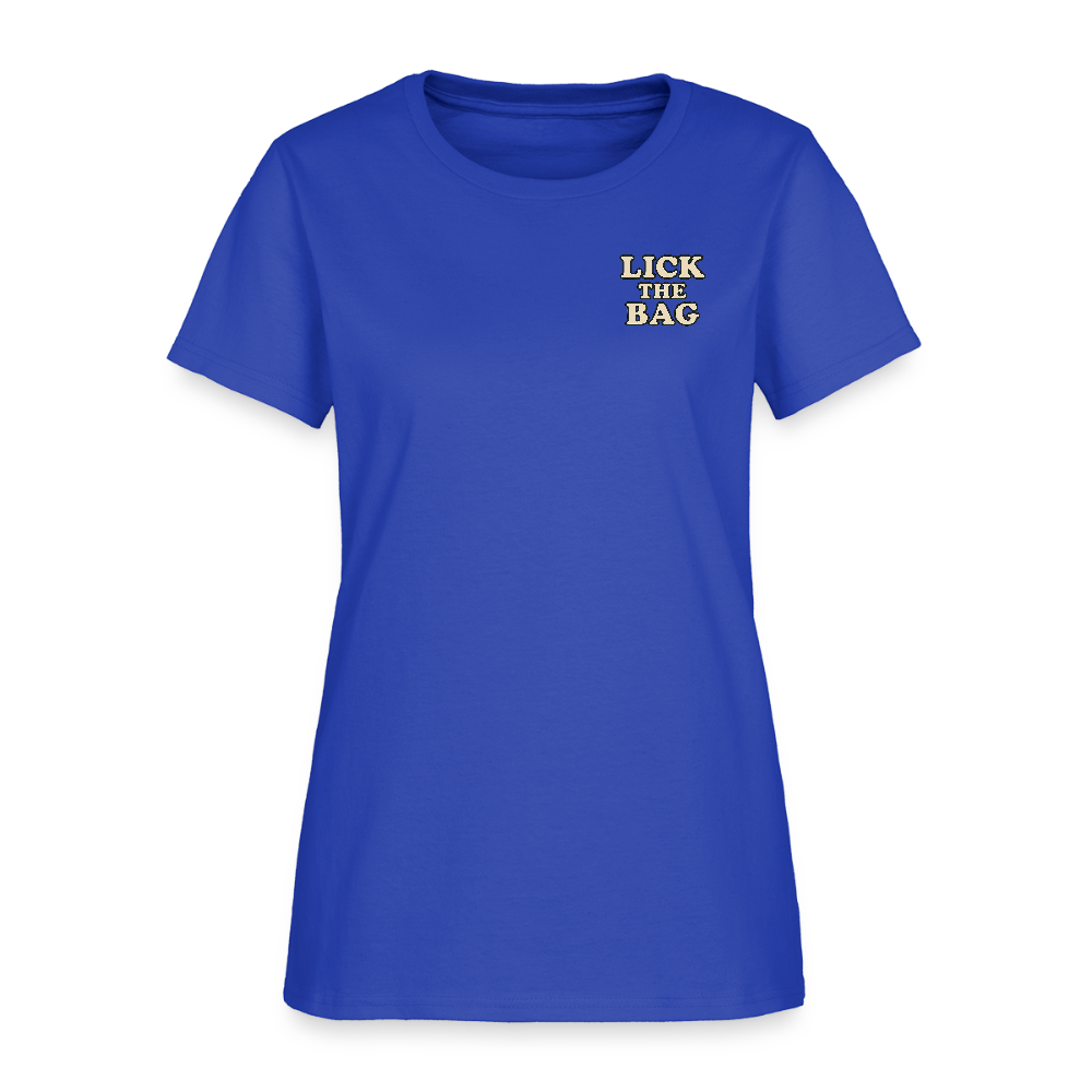 Women’s “Lick The Bag” Text Logo Tee - royal blue