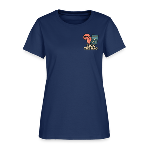 Women’s “Lick The Bag” Image Logo Tee -  blue dusk