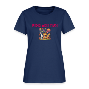 Women’s “Lick The Bag” Bunny Logo Tee -  blue dusk
