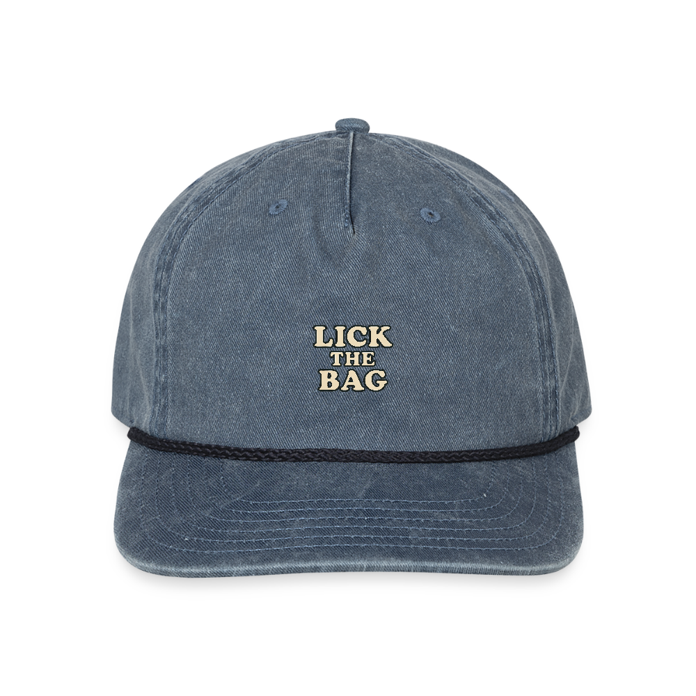 Vintage Wash “Lick The Bag” Text Logo Cap - washed navy