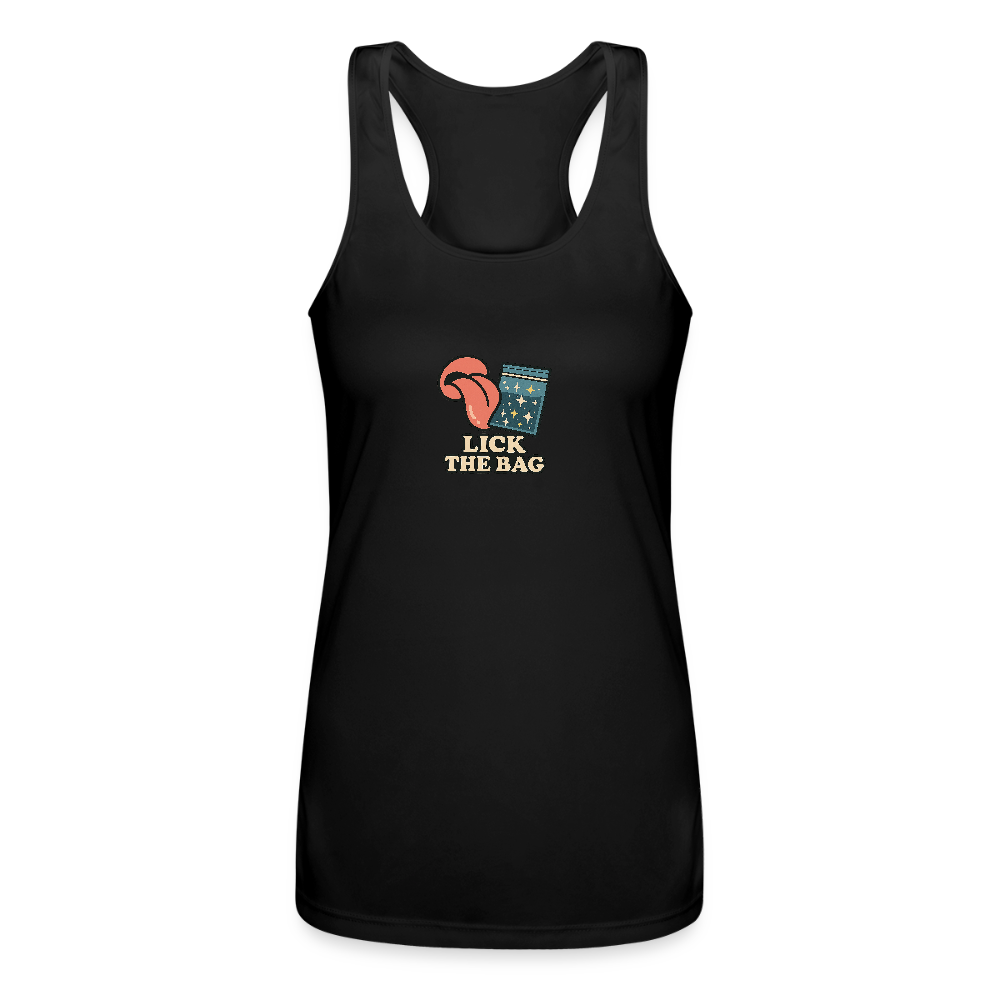 Women’s “Lick The Bag” Performance Racerback Tank - Image - black