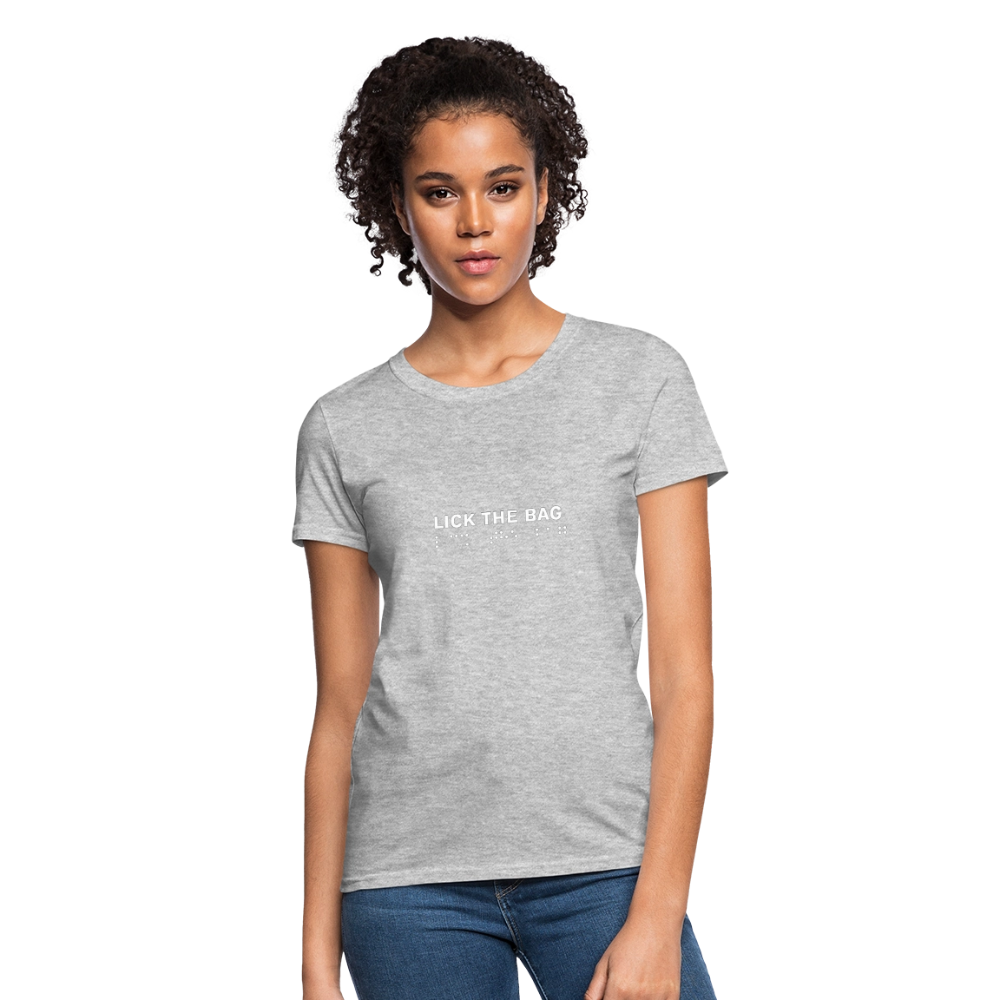 Women’s “Lick The Bag” Brail Logo Tee - heather gray