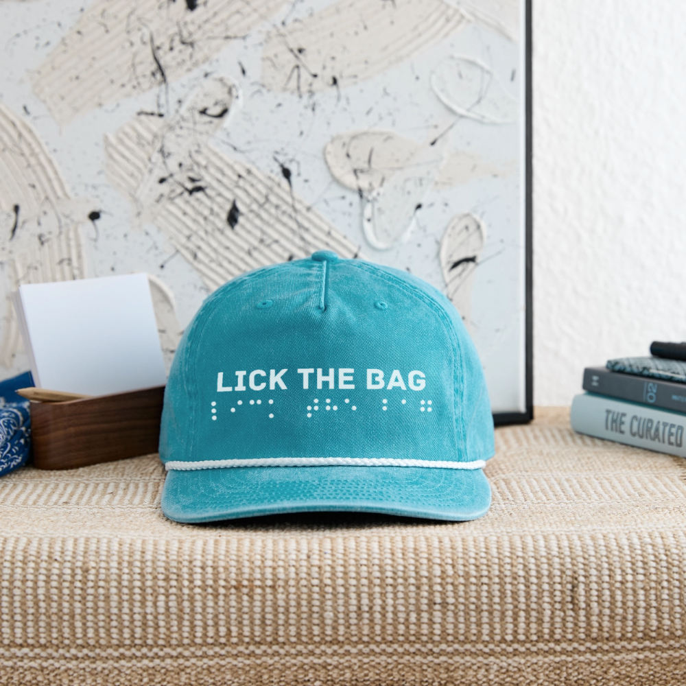 Vintage Wash “Lick The Bag” Brail Logo Cap - faded turquoise