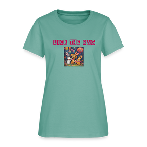 Women’s “Lick The Bag” Bunny Logo Tee - aquatic