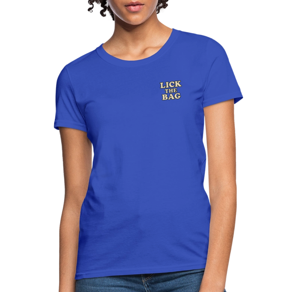 Women’s “Lick The Bag” Text Logo Tee - royal blue