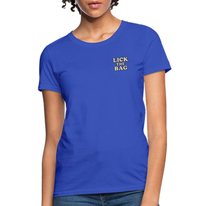 Women’s “Lick The Bag” Text Logo Tee - royal blue