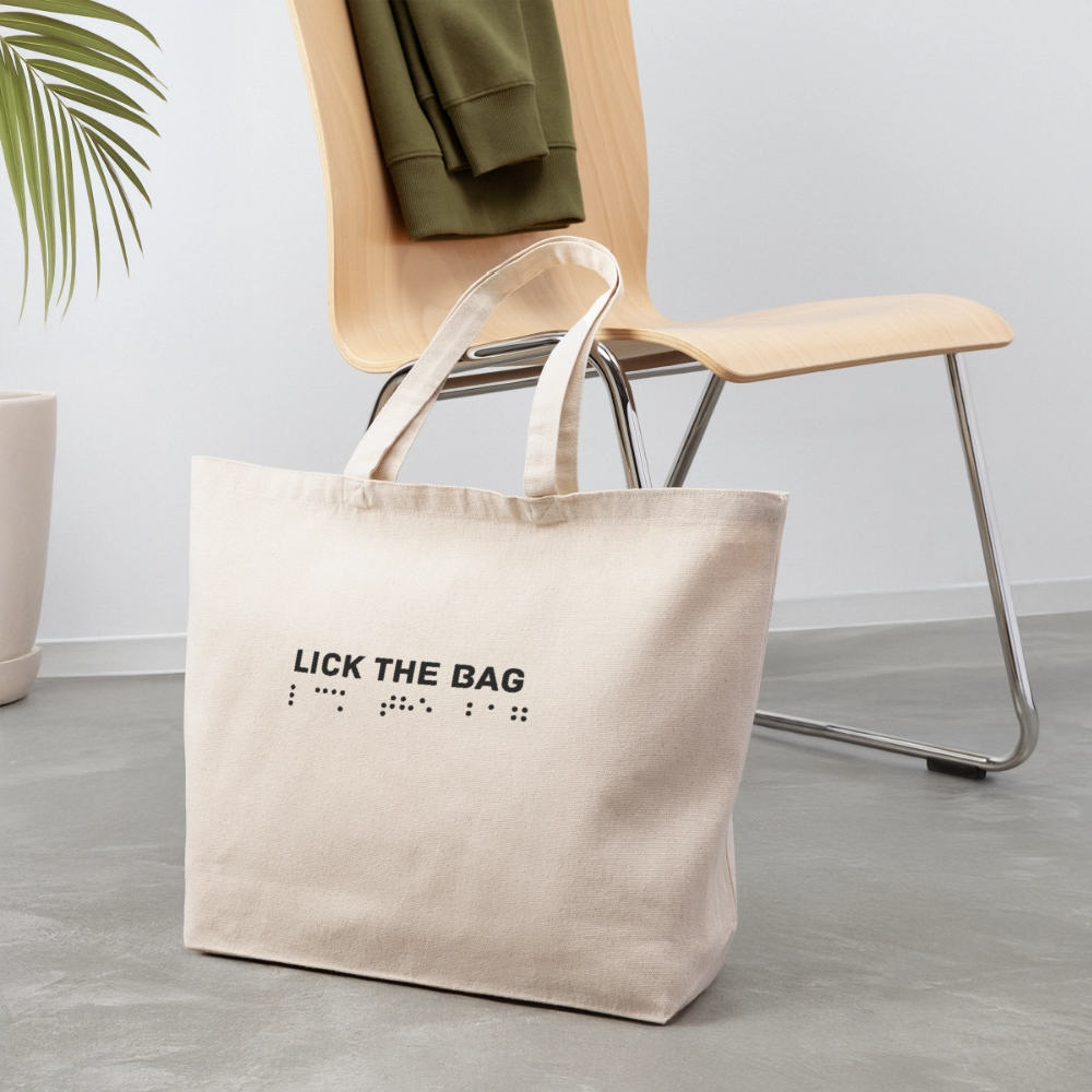 “Lick The Bag” Eco-Friendly Cotton Tote - Brail - natural