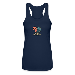Women’s “Lick The Bag” Performance Racerback Tank - Image - navy