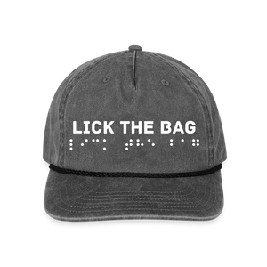 Vintage Wash “Lick The Bag” Brail Logo Cap - washed black