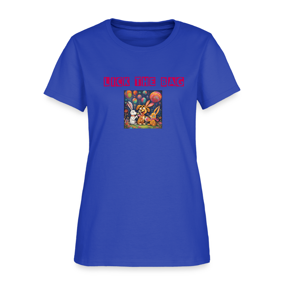 Women’s “Lick The Bag” Bunny Logo Tee - royal blue