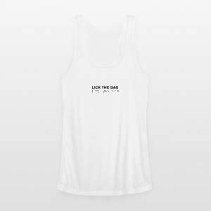 Women’s “Lick The Bag” Performance Racerback Tank - Brail - white