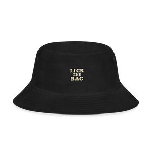 “Lick The Bag” Bucket Hat w/ Text Logo - black