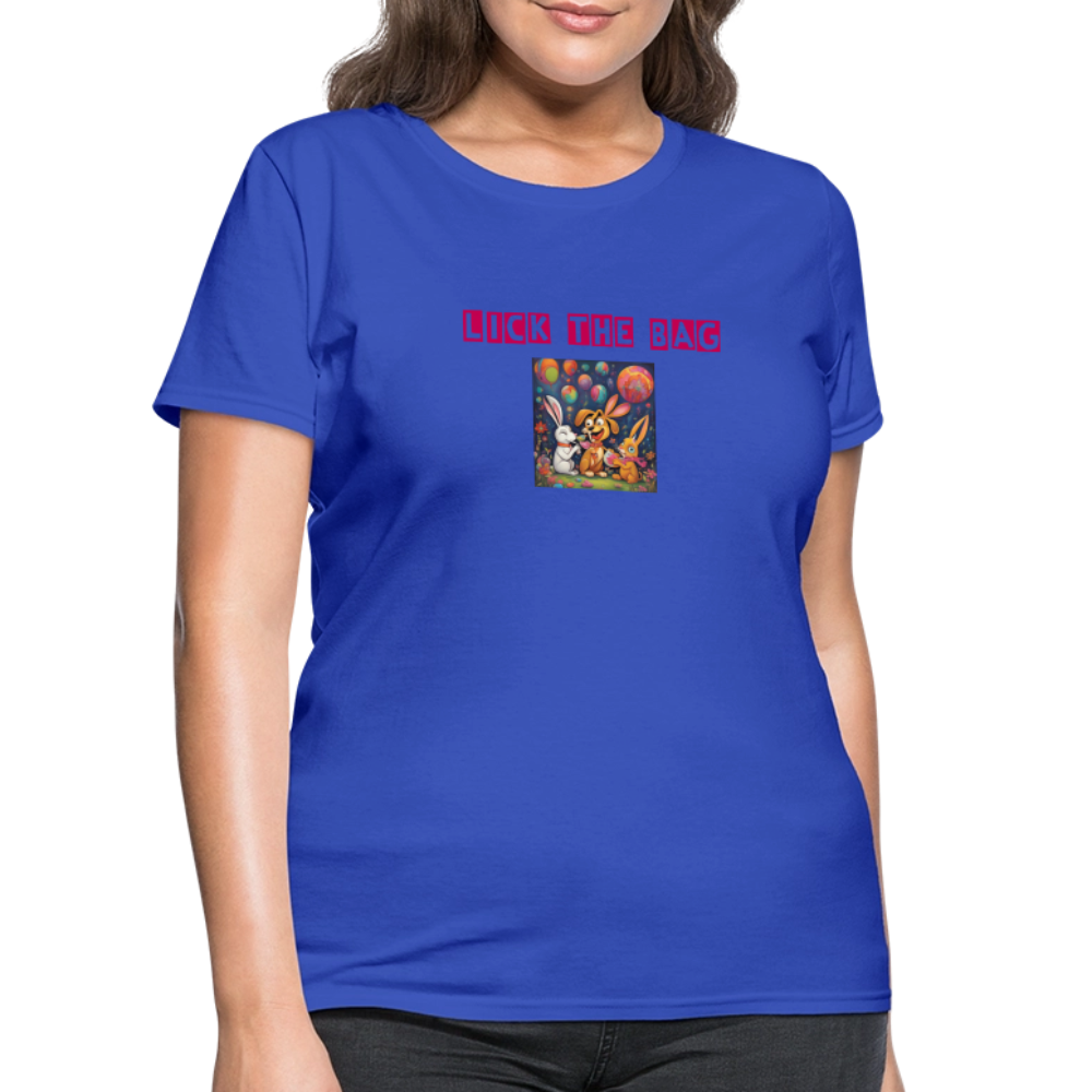 Women’s “Lick The Bag” Bunny Logo Tee - royal blue