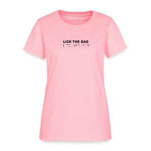 Women’s “Lick The Bag” Brail Logo Tee - pink