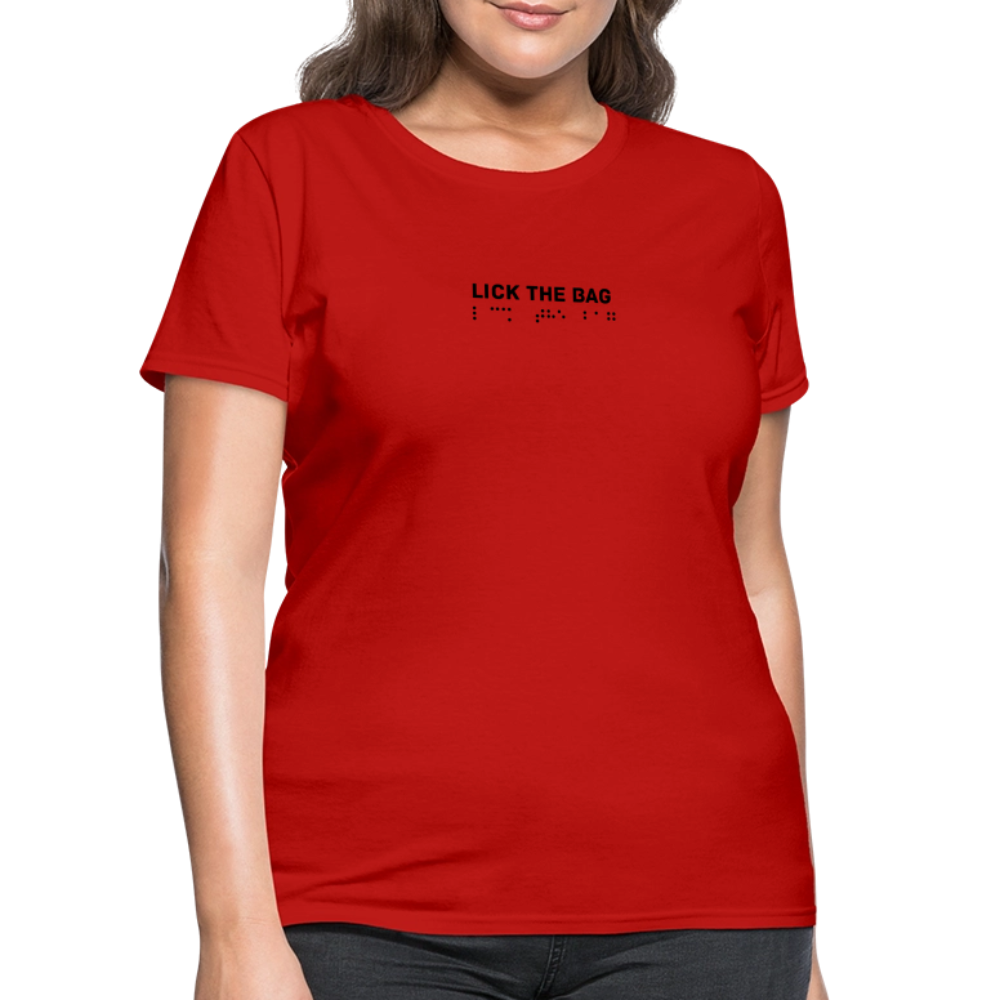 Women’s “Lick The Bag” Brail Logo Tee - red