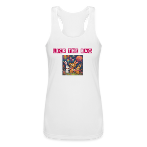 Women’s “Lick The Bag” Performance Racerback Tank - Bunny - white