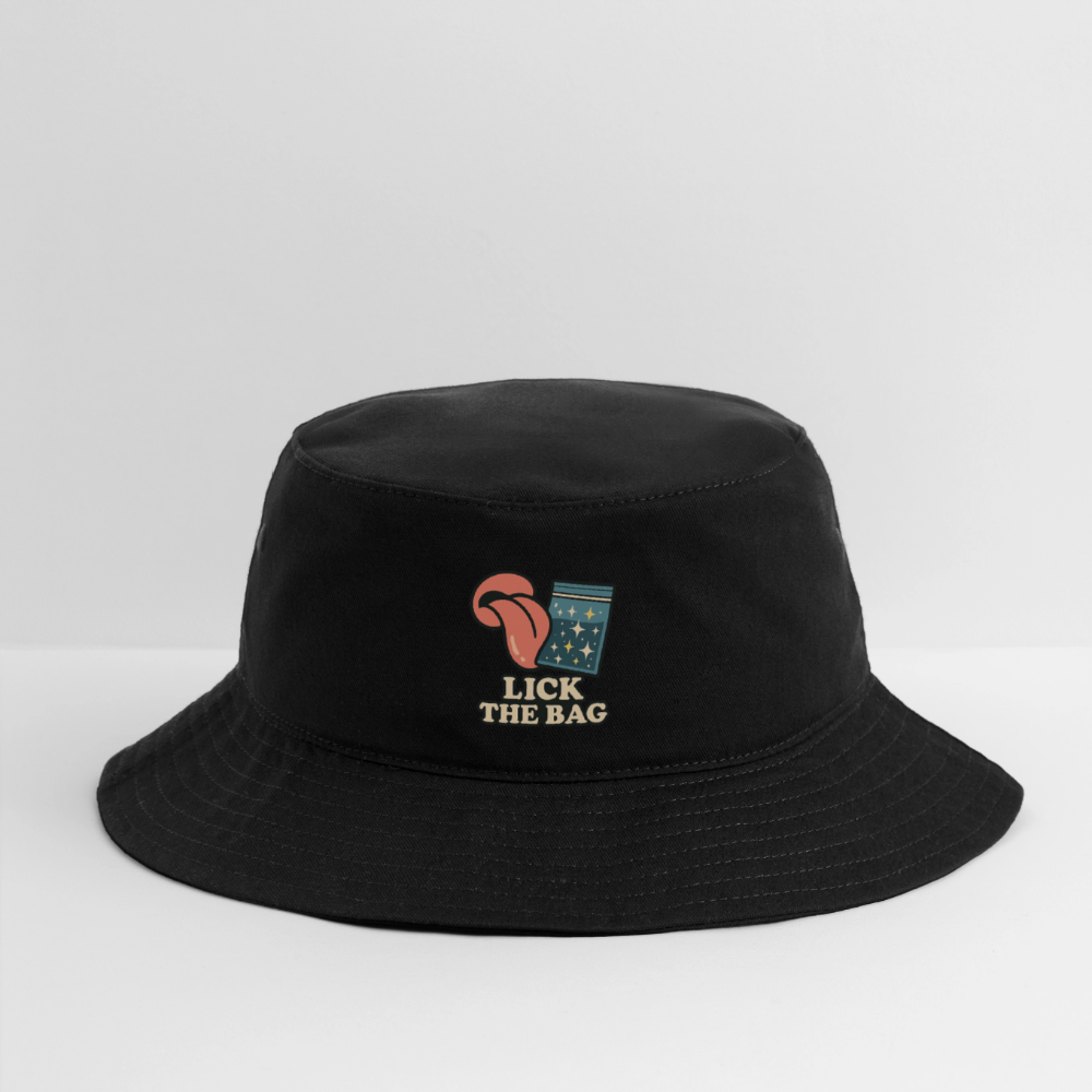 “Lick The Bag” Bucket Hat w/ Image - black