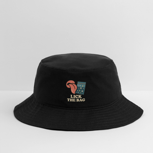 “Lick The Bag” Bucket Hat w/ Image - black