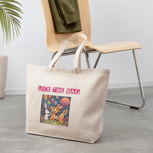 “Lick The Bag” Eco-Friendly Cotton Tote - Bunny - natural