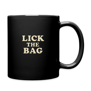 “Lick The Bag” Text Only Full Color Mug - black