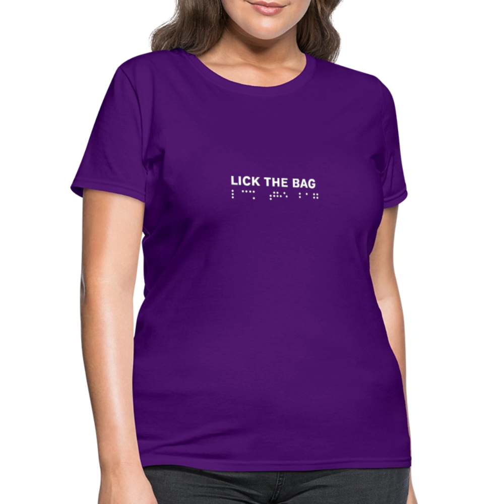 Women’s “Lick The Bag” Brail Logo Tee - purple