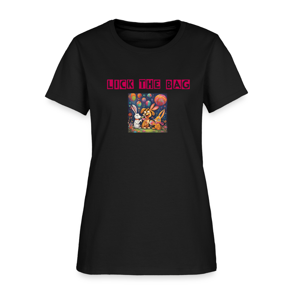 Women’s “Lick The Bag” Bunny Logo Tee - black