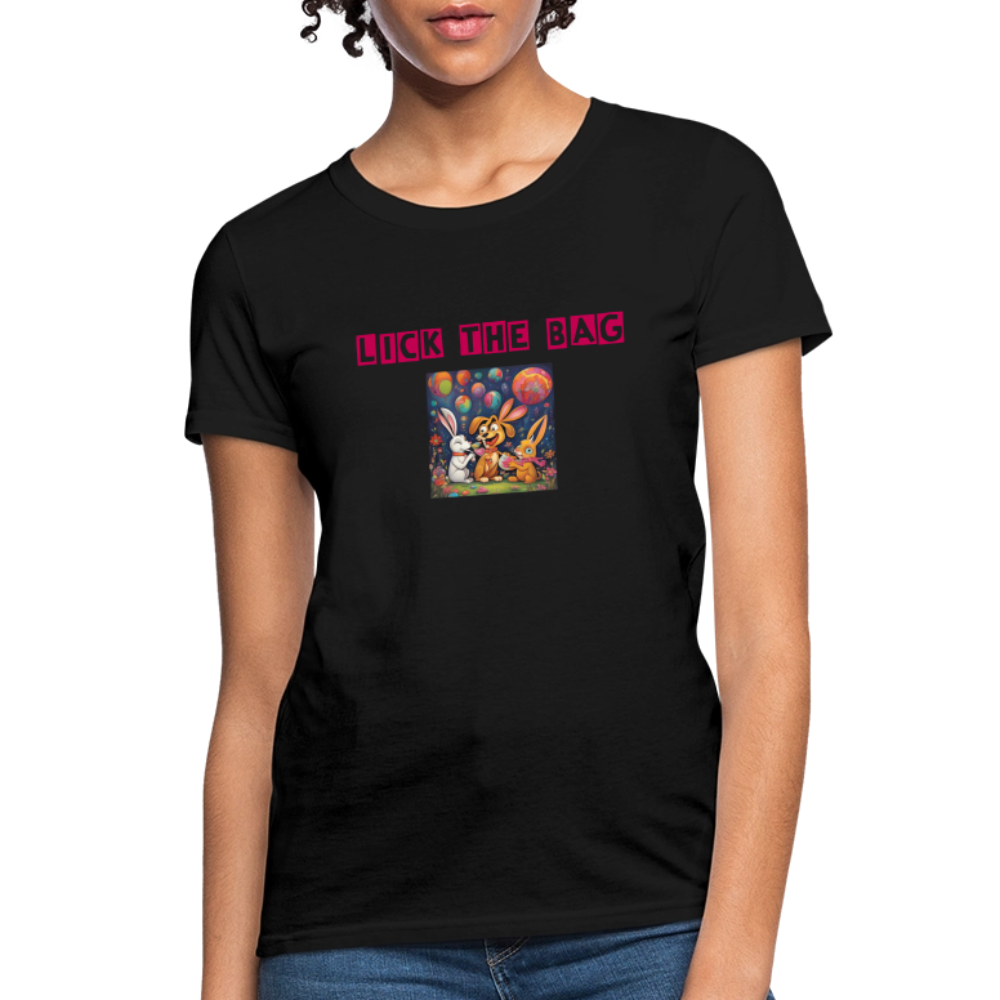Women’s “Lick The Bag” Bunny Logo Tee - black
