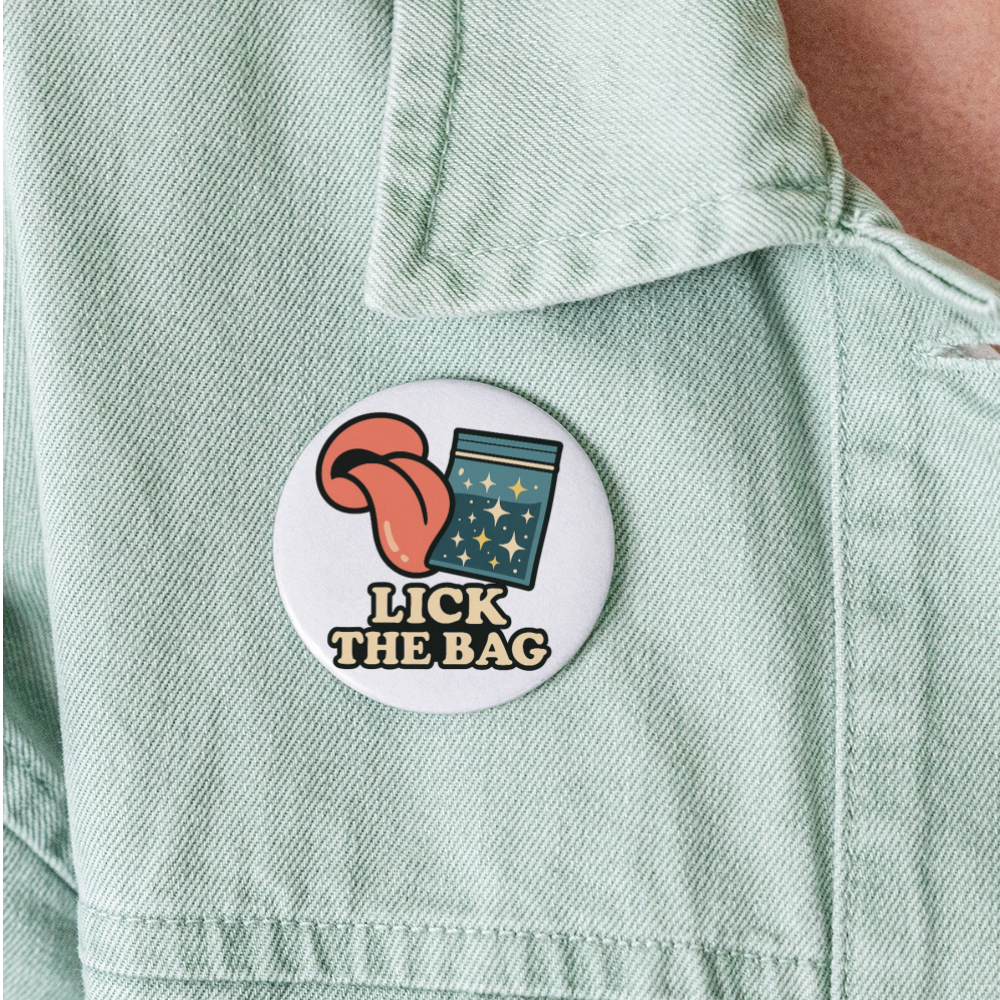 Lick The Bag Buttons large 2.2'' (5-pack - w/ Image) - white