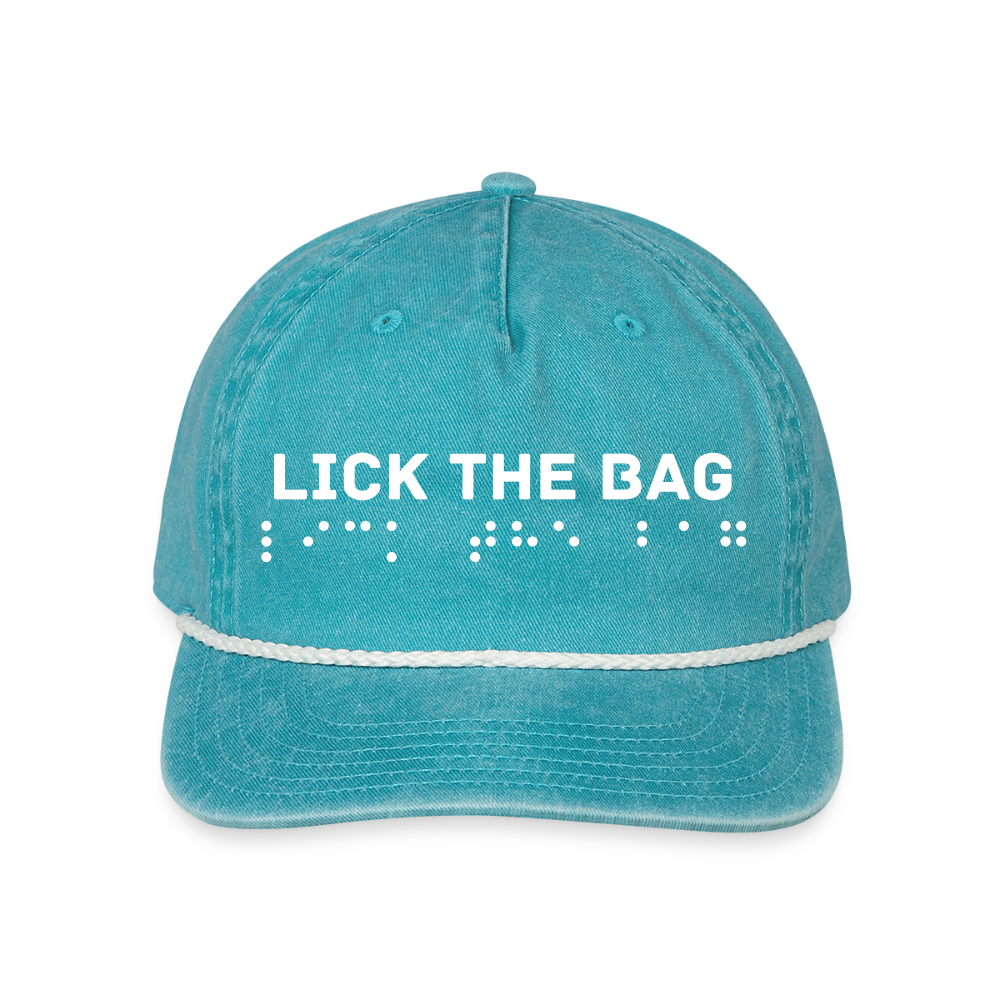 Vintage Wash “Lick The Bag” Brail Logo Cap - faded turquoise