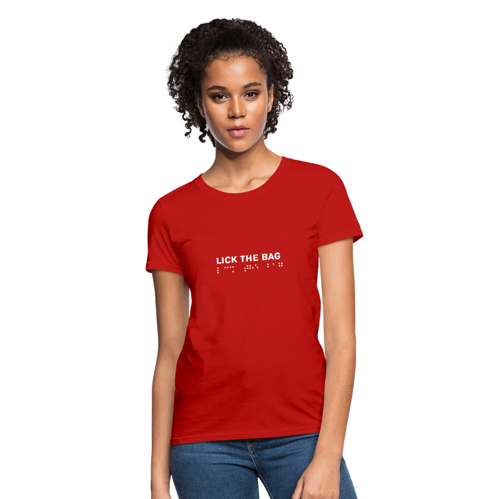 Women’s “Lick The Bag” Brail Logo Tee - red