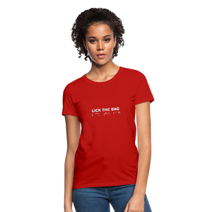 Women’s “Lick The Bag” Brail Logo Tee - red