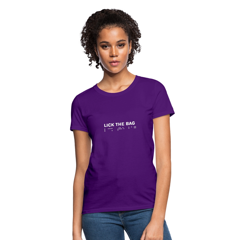 Women’s “Lick The Bag” Brail Logo Tee - purple