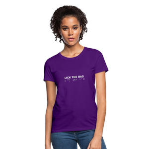 Women’s “Lick The Bag” Brail Logo Tee - purple