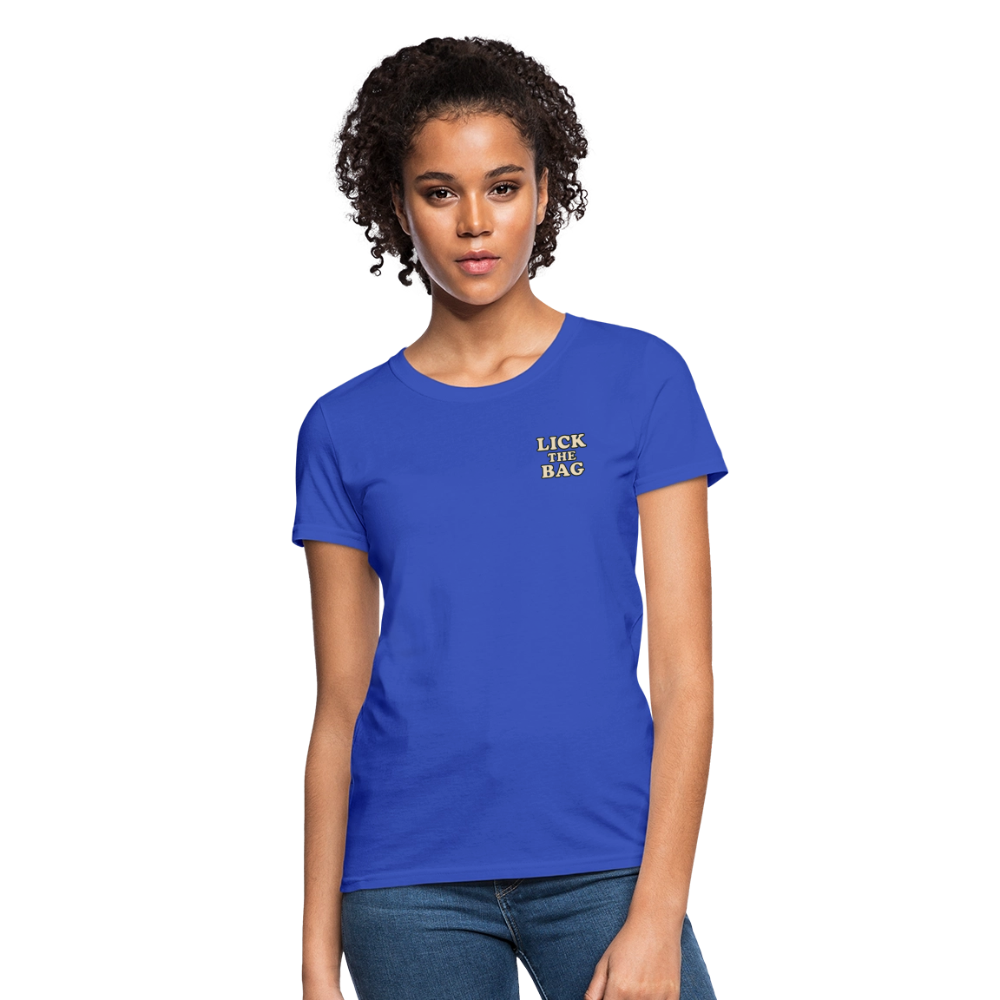 Women’s “Lick The Bag” Text Logo Tee - royal blue
