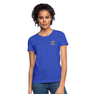 Women’s “Lick The Bag” Text Logo Tee - royal blue